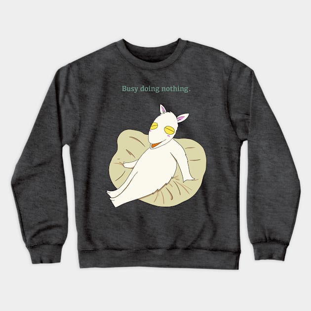 Busy doing nothing (Yuki the goat on a beanbag) Crewneck Sweatshirt by smithandco